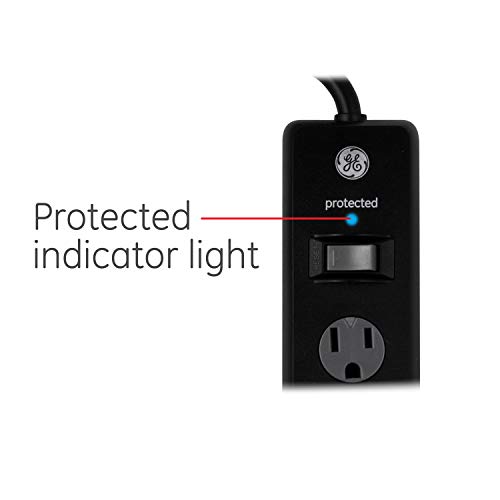 Ge 6-Outlet Surge Protector, 6 Ft Extension Cord, Power Strip, 800 Joules, Flat Plug, Twist-To-Close Safety Covers, Protected Indicator Light, Ul Listed, Black, 33661 #TOP5