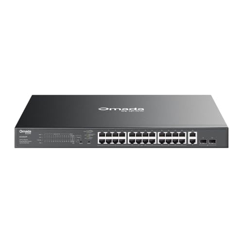 Image of TP-Link Omada 24 Port Gigabit PoE Switch, Easy Managed, 384W Budget, PoE+ Compliant, Up to 250m PoE Distance, Auto Recovery, VLAN, Auto Loop Prevention, with Fan, Managed by Omada(ES228GMP)