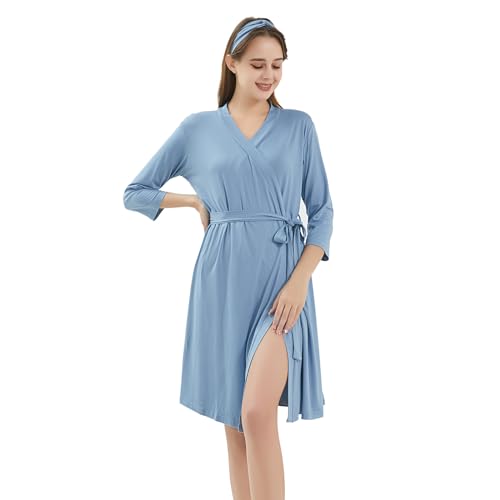 Galabloomer Robe de maternité pour maman accouchement à l'hôpital, bleu jean, Medium