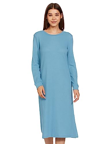 Amazon Brand - Symbol Women's Cotton Blend Casual Nightgown (SB-AW222WSPDR-505_Blue_S)