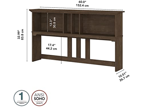 Bush Business Furniture SAH160ABR-03 Bush Furniture Salinas 60W Hutch In Ash Brown, Desk Attachment thumb #5