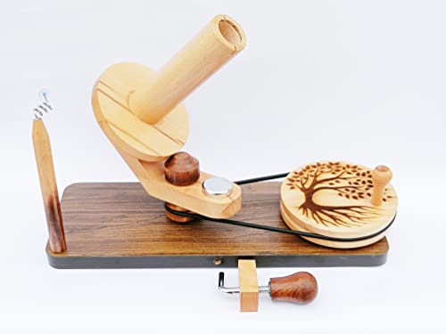 Image of Hind Handicrafts Wooden Yarn Ball Winder for Knitting Crocheting - Handcrafted - Natural Hand Operated - Knitter's Gifts Center Pull Ball Winder (Tree of Life 2A)