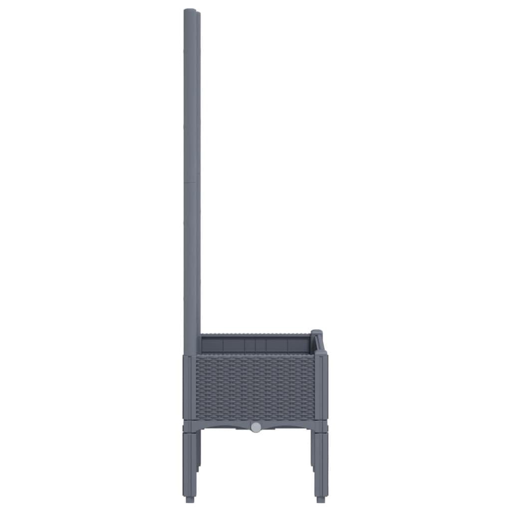 Homgoday Jardinera de jardín con celosía gris, 40 x 40 x 142 cm, de polipropileno, jardinera con rejilla para jardín, jardinera de exterior, jardinera balcón