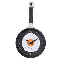 Egg Frying Pan Wall Clock, Decorative 3 D Pan Wall Mounted Clock with Fried Egg Modern Design Wall