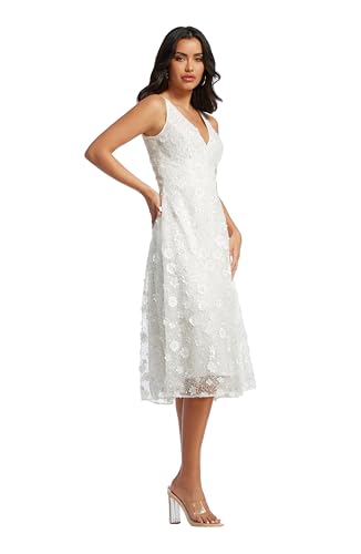 Image of Dress the Population Women's Elisa Sleeveless Plunge Neckline Fit and Flare Midi Dress