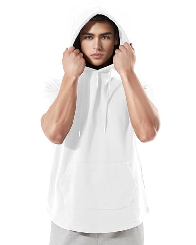 Ohoo Mens French Terry Hoodie Pullover Short Sleeve Lightweight Super Soft Hooded Sweatshirt4