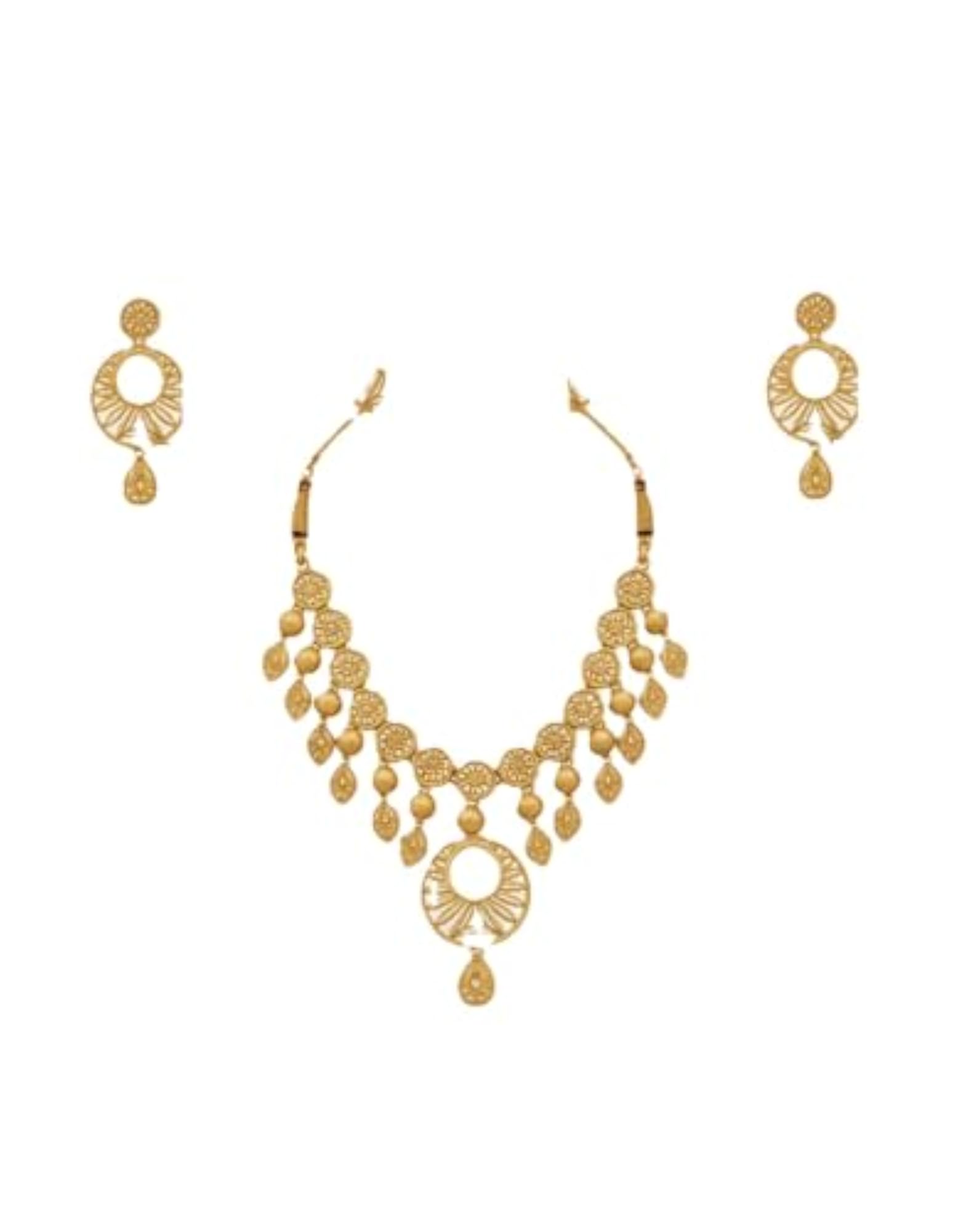 Women's Plated Statement Necklace Set with Earrings