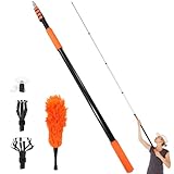 Dyna-Living 26FT Light Bulb Changer for High Ceilings with 5-20FT Telescopic Extension Pole, Light Bulb Removal Tool for High Ceilings and Recessed Lights with Baskets, Suction Cup, Duster