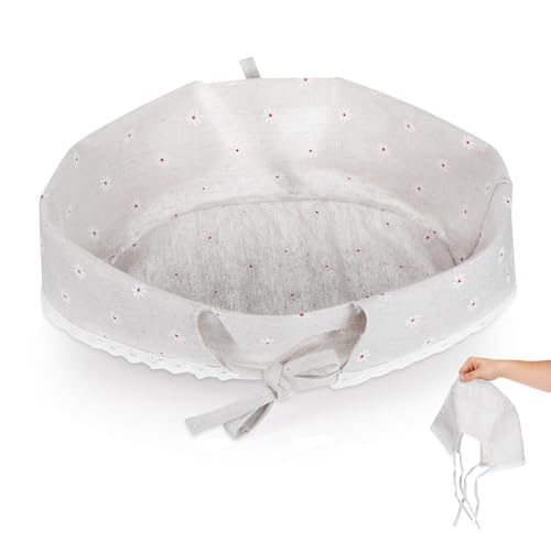 Lurrose Forro de Tela Bohemio para Cesta de Picnic de Mimbre y Alambre, Reutilizable y Fácil de Limpiar, Adecuado para Almacenamiento en Casa y Picnic, Color Beige