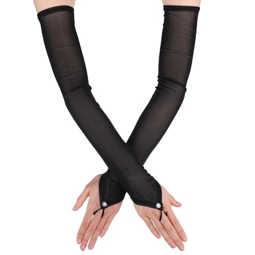 HaiFafafaing Fingerlose Handschuhe Brauthandschuhe Tüll Handschuh Tee Party Ärmel Armbedeckung Lange Damenhandschuhe für Hochzeit Braut Oper Kleidungs Zubehör Halloween-Party 1920er Party