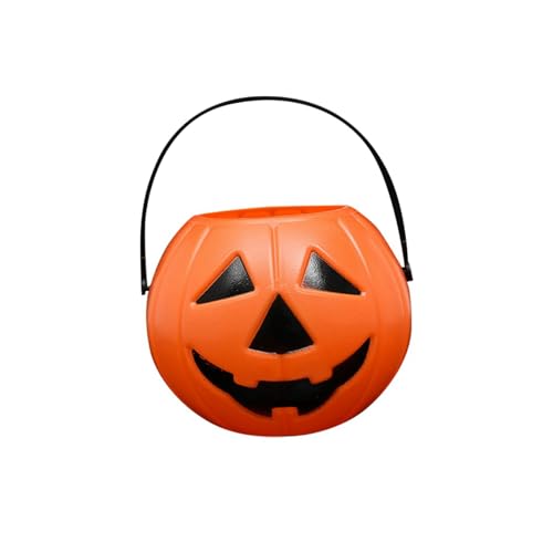 2025 Seau à Bonbons en Plastique pour Halloween, Citrouille Halloween Decoration Panier pour Chasse aux Bonbons, Déco Orange Panier Tonneau de Cadeau avec...
