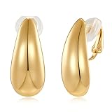 NEPULOY Teardrop Clip on Earrings Gold Drop Clip Earrings for Women Drop Dangle Earrings Fashion Jew