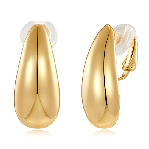 Nepuloy Teardrop Clip On Earrings Gold Drop Clip Earrings For Women Drop Dangle Earrings Fashion Jewelry Gifts For Women #TOP3