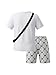 PureChapter Boys Summer Outfits 3 Piece Set Short Sleeve T Shirt Shorts Crossbody Bag Kids Clothes Casual Vacation Outfits Teen Boys Fashion Size 5-15
