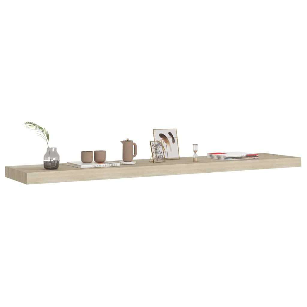 Mensola a Scomparsa, Scaffale Sospeso in MDF Effetto Rovere con Struttura Metallica, Design Moderno a Nido d'Ape per Soggiorno o Camera, 120 x 23.5 x 3.8 cm