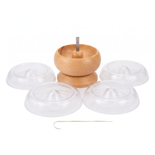 Image of Beadsnfashion 3-Inch Wooden Spin & String Beading Spinner Tool - Includes 2 Curved Needles & 4 Quick Change Trays for Jewellery Making Beading Spinner Set