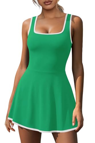 Image of NIASHOT Women's Athletic Dress with Built-in Shorts & Pockets Workout Tennis Golf Active Wear U Neck A-line Dresses