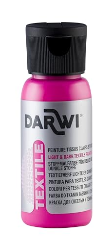 DARWI - DA0100050478C - Un flacon de Peinture Pour Tissus - Coloris Rose fluo - 50 ML - DARWI TEXTILE - Loisirs Créatifs - Activité Manuelle - Bricolage
