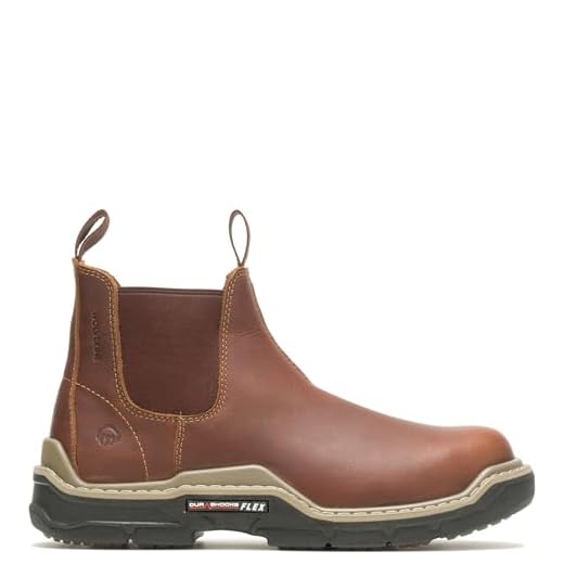 WOLVERINE Men's Raider DuraShock Composite Toe Construction Boot, Peanut, 9.5