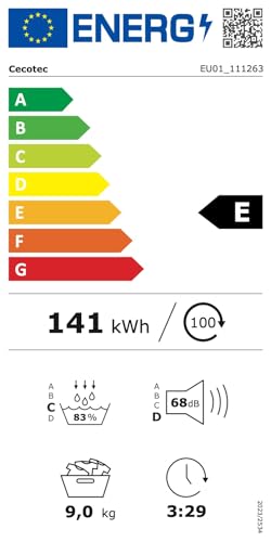 Miniatura 9 de Cecotec Secadora De Ropa 9kg Bomba De Calor Bolero Dresscode Dry 8400 Steel. Clase Equivalente A , Control Táctil, 15 Programas, Secado Automático, Planchado Fácil, Tambor Giro Bidireccional, Acero
