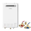 Natural Gas Tankless Water Heater - ORBEK Outdoor Installation Up to 5.1 GPM 120,000 BTU - CSA Certified 120 Volt On-Demand Instant hot Water Heater