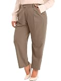 Agnes Orinda Women Plus Size Elastic High Waist Long Straight Work Pants