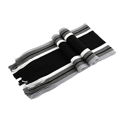 Llly Fashion Men Classic Cashmere Scarf Winter Warm Soft Fringe Striped Tassel Shawl Wrap Striped Scarf Men Scarves (Color : Black, Size : One Size) #TOP2