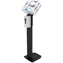 Hand Sanitizing Station - CTA Premium Heavy-Duty Secured Stand with Acrylic Glove, Mask Box & Contactless Soap or Hand Sanitizer Dispenser for Offices, Schools, Public Area - Black SAN-STT1B