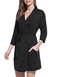 Joyaria Women Lightweight Bathrobe Bamboo Viscose Super Soft Comfy Summer Cooling Short Lounge robe Sleepwear S-XXL