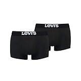 Cinturilla elástica cómoda Levi\'s LEVIS MEN SOLID BASIC TRUNK 2P Bóxer, Negro (Jet Black 884), Large (Pack de 2) para Hombre
