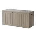 TARKARI 80 Gallon Lockable Resin Deck Box, Waterproof & UV-Resistant Outdoor Storage Box for Outdoor Cushion Storage and Outdoor Delivery Storage, Coffee