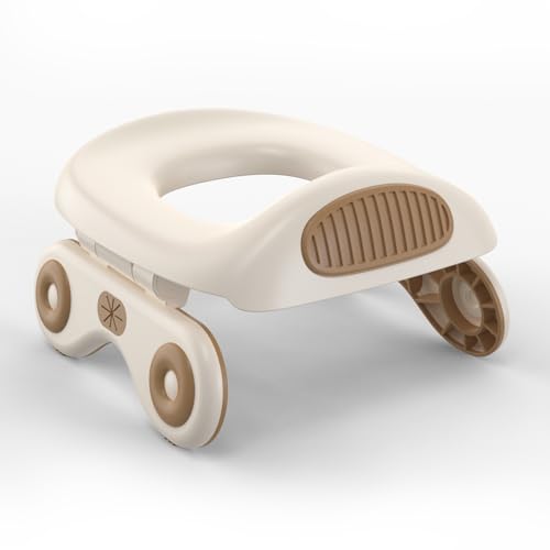 Smashier Potty for Travel - Foldable, Supports up to 110 lbs, with 24 Liners. Portable Toddler Potty Seat for Car Trips (Khaki)