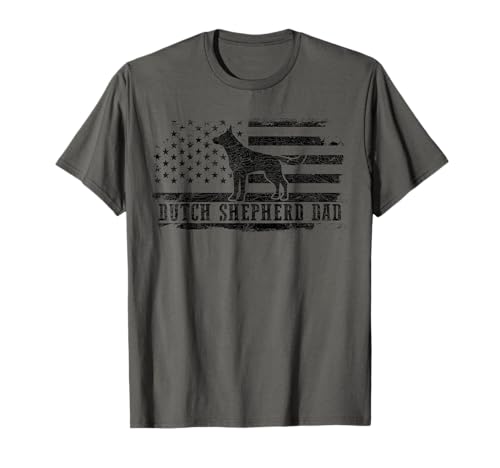 Dutch Shepherd Dad Distressed American Flag Patriotic Dog T-Shirt