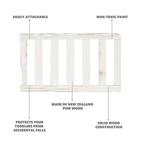 Image of Dream On Me Universal Convertible Crib Toddler Guard Rail in Winter White, Compatible with Select Dream On Me Cribs, Crib to Toddler Bed Conversion, Easily Attachable