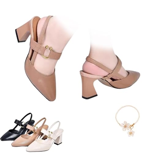 Vera Zala Orthopedic Heels, Elegant Slingback Dress Shoes Pointed Straps Leather Sexy High Heels Sandals for Women