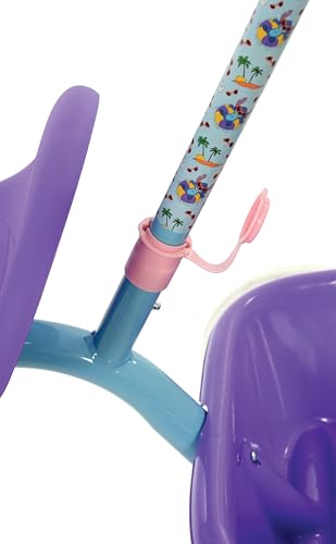 Triciclo In Metallo A Ruota Libera Con Maniglione Posteriore Direzionabile E Cestino Porta Giochi Di Stitch - 7