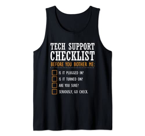 Tech Support Checklist Funny Computer Geek Sysadmin Cadeau Débardeur