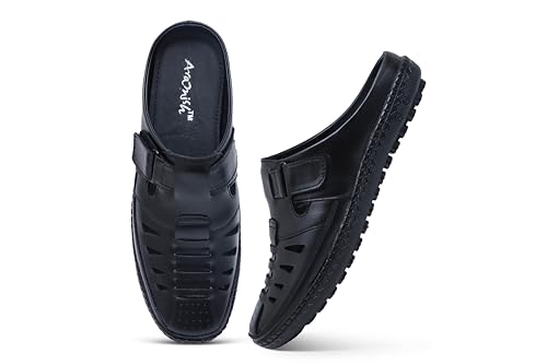 Image of ARAMISH Back Open Genuine Leather Fisherman Sandals for Men
