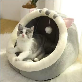 Cozy Cat Cave Bed for Indoor Cats, Soft Plush Covered Pet House