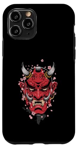 Oni Mask Cherry Blossom Japanese Demon Art Carcasa para iPhone 11 Pro
