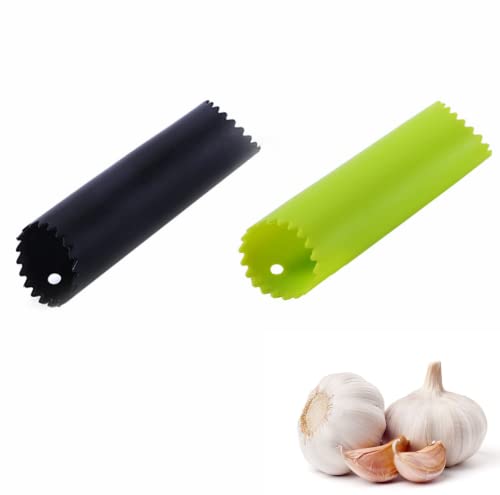 Pelador de ajo de silicona, 2 piezas Peladores de Ajos Tubo pelador de ajo de silicona Tubo pelador de rodillo de ajo para utensilios de cocina útiles (negro, verde) Cover