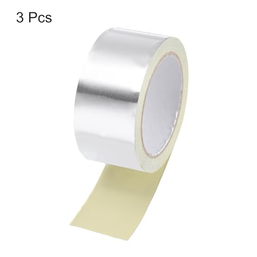 Image of uxcell Aluminum Foil Tape 2 Inch x 20 Yards Silver High Temperature Tape for HVAC, Sealing, Patching Hot and Cold Air Ducts 3 Pcs
