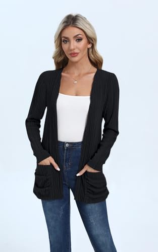Image of MLXSJ Women's Cardigan Lightweight Long Sleeve Open Front Cardigans with Pockets