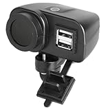 VALICLUD Motorrad USB Ladegerät Dual Ports mit Zeitdisplay Schnellladung Robustes Kompaktes Ladegerät für Handy und GPS Stoßfest Tragbar für Motorrad und Motorroller Geeignet