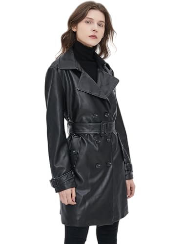 Beinia Women's PU Faux Leather Blazer Jacket, Waterproof, Button Front2