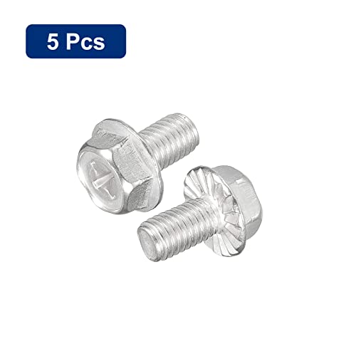 Image of uxcell M8x14mm Phillips Hex Head Flange Bolts, 5pcs 304 Stainless Steel Hexagon Phillips Flange Head Hex Bolts Machine Screws