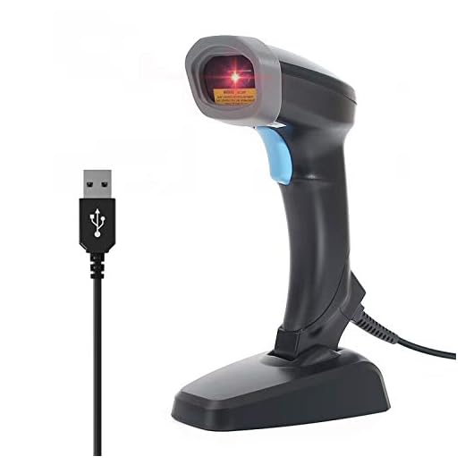 2D Barcode Scanner USB EZGETOP Laser Barcodescanner Kabelgebunden Barcodelesegerät QR Präzises Scanner mit Halterung für mobile Bezahlsysteme Computer Bildschirm Scan Unterstützt IOS & Android