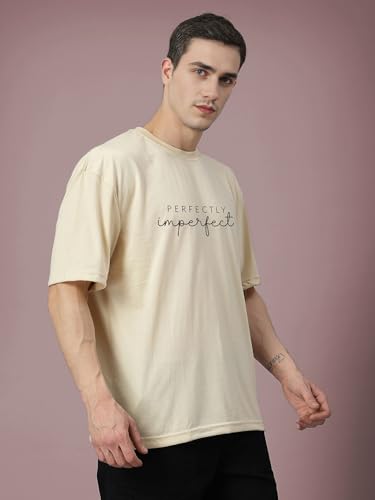 Image of CHKOKKO Mens Stylish Oversized T Shirt for Daily and Casual Wear Printed Design with Drop Shoulder and Half Sleeves