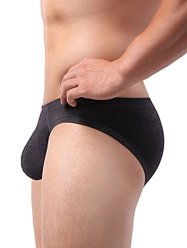 iKingsky Men's Striped Bulge Briefs Stretch Pouch Underwear Sexy Low Rise Breathable Underpanties for Men2