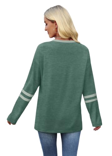 Image of Sampeel Long Sleeve Shirts for Women Color Block Casual Tops Fall Outfits 2026 Basic Tees Trendy Spring Clothes